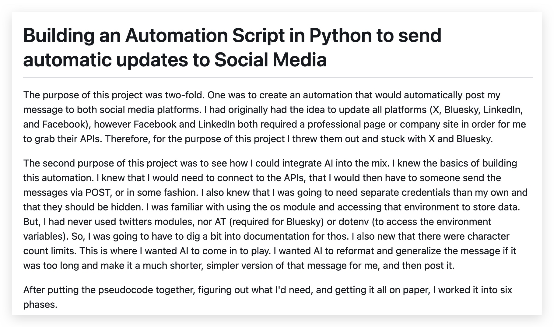 Code snippet of Python AI script